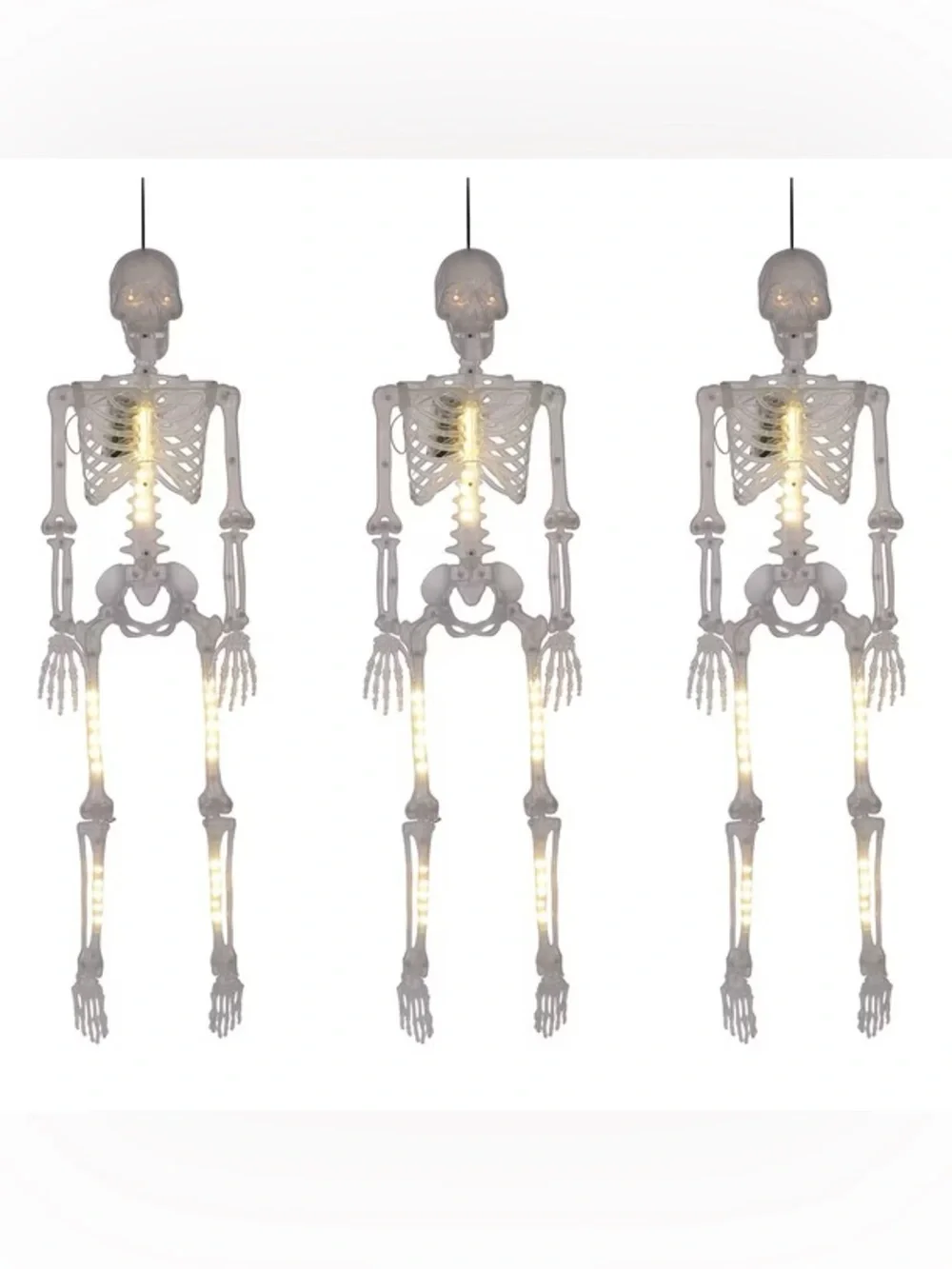 Pre-Lit Skeletons, Set of 3 White